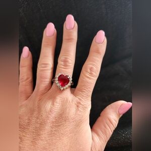 Costume Jewelry Ruby Red Heart Stone